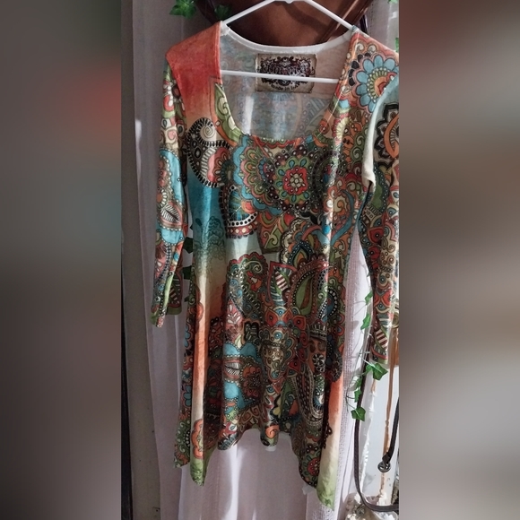AMMA Design Multicolored Sweater Tunic Dress - Size Small. Boho hippie - Picture 5 of 5